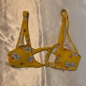Yellow floral bikini top